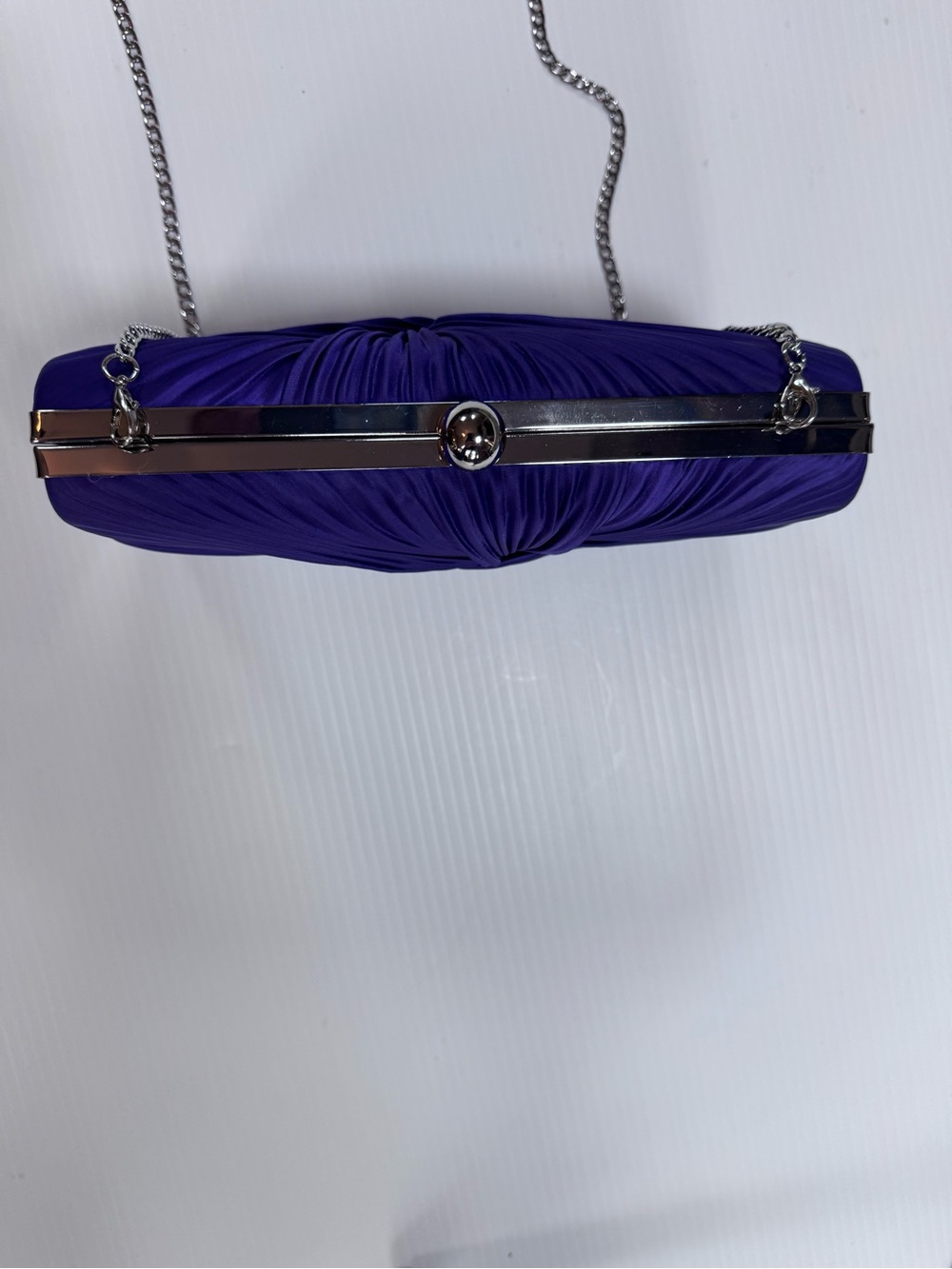 AKIRA Purple Satin Pleated Clutch Purse w/ Chain Strap | NWT - Picture 3 of 4